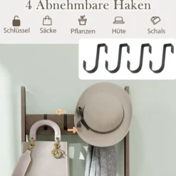 Bambus Handtuchleiter mit 4 Haken & 5 Sprossen & Anti-Kipp-Gurten Leiterregal Handtuchhalter