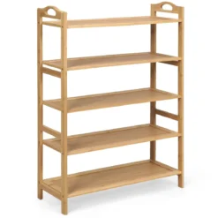 Bambus Schuhregal mit 5 Ebenen Schuhablage für 15 Paar Schuhe Schuhständer Schuh-Organizer