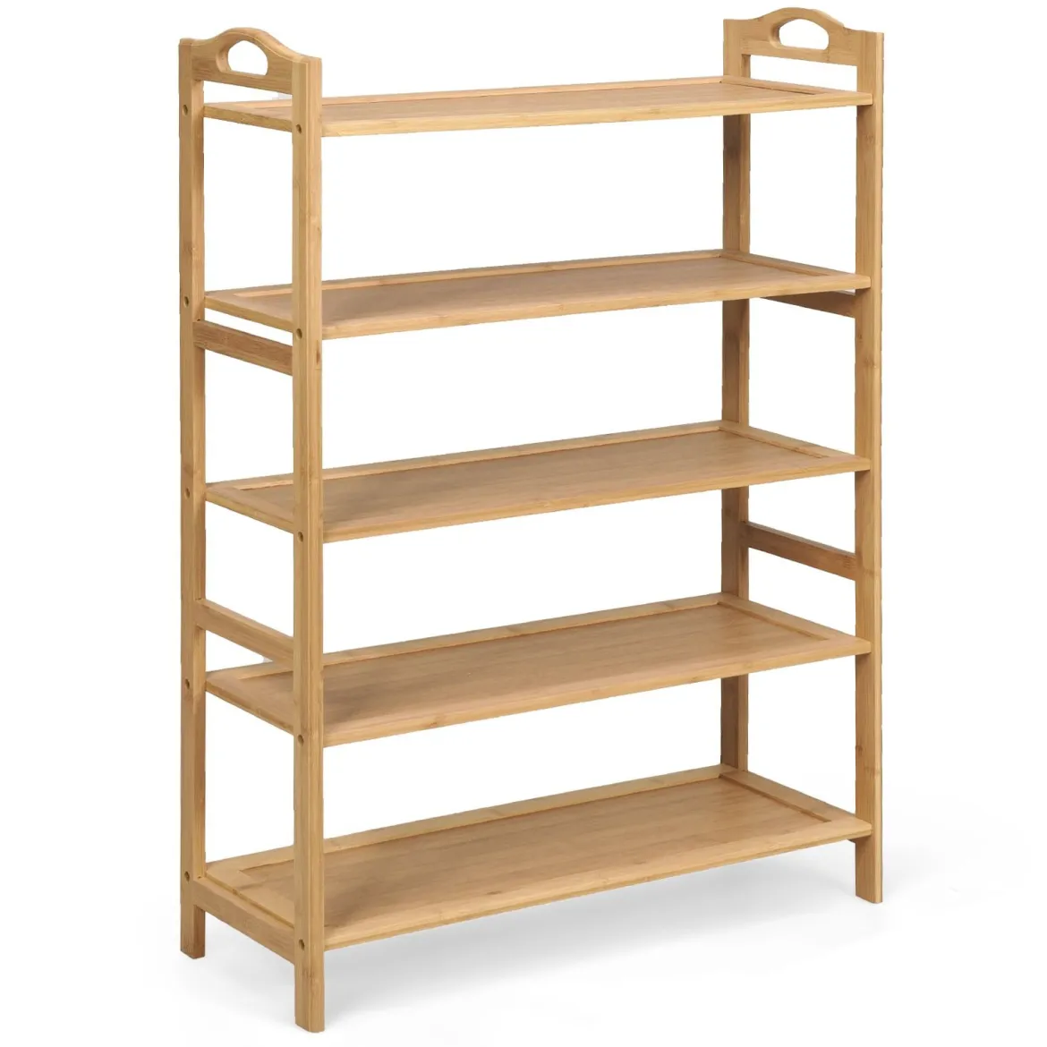 Bambus Schuhregal mit 5 Ebenen Schuhablage für 15 Paar Schuhe Schuhständer Schuh-Organizer