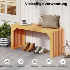 Bambus Sitzbank für 2 Personen Bauernhaus Moderner Bank ohne LehneBlastbar bis 300kg