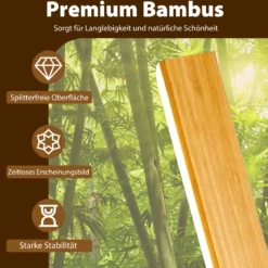 Bambus-Stehlampe dimmbare LED-Ecklampe mit Fußschalter 3000K-6000K 122 cm Natur