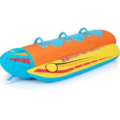 Bananenboot für 3 Personen Towable Tube mit 3 Eva-gepolsterten Sitzen und Griffen 252 x 108 x 51 cm