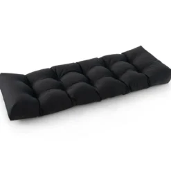 Bankauflage für Gartenbank 132 x 49 x 15 cm Sitzkissen aus PP-Baumwolle Schwarz