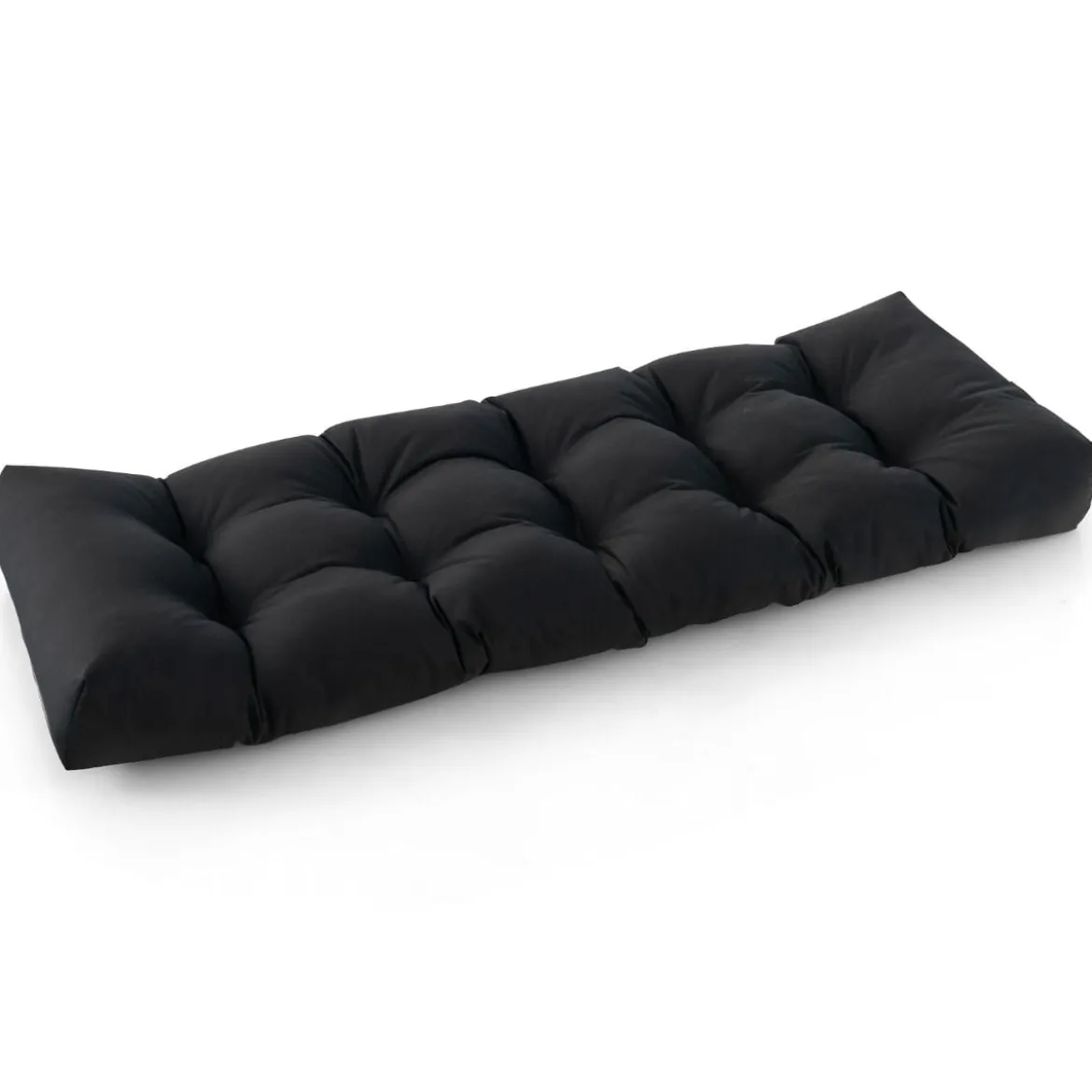 Bankauflage für Gartenbank 132 x 49 x 15 cm Sitzkissen aus PP-Baumwolle Schwarz