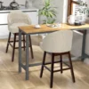 Barhocker 2er Set Barstuhl 360° drehbar Küchenhocker mit Lehne und Fußstütze 55 x 53 x 105 cm Beige + Braun