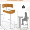 Barhocker 2er Set Barstuhl ohne Armlehnen mit Stoffbezug & Fußstütze 51 x 50,5 x 93 cm Orange
