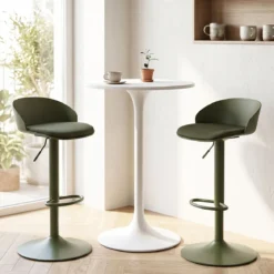 Barhocker 2er Set 360° Drehbarer Barstuhl Höhenverstellbar 150 kg Belastbar 42 x 42 x 75-96,5 cm Grün