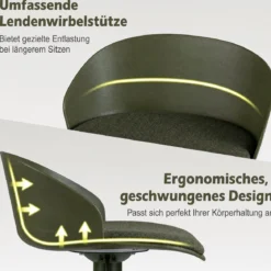 Barhocker 2er Set 360° Drehbarer Barstuhl Höhenverstellbar 150 kg Belastbar 42 x 42 x 75-96,5 cm Grün