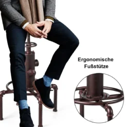 Barhocker höhenverstellbar Barhocker höhenverstellbar Bistrohocker 44 x 44 x 59,5 - 75 cm Natur + Bronze