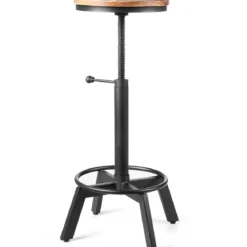 Barhocker höhenverstellbar Barstuhl aus Holz und Metall Tresenhocker mit Fußstütze Bistrohocker