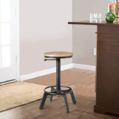 Barhocker höhenverstellbar Barstuhl aus Holz und Metall Tresenhocker mit Fußstütze Bistrohocker