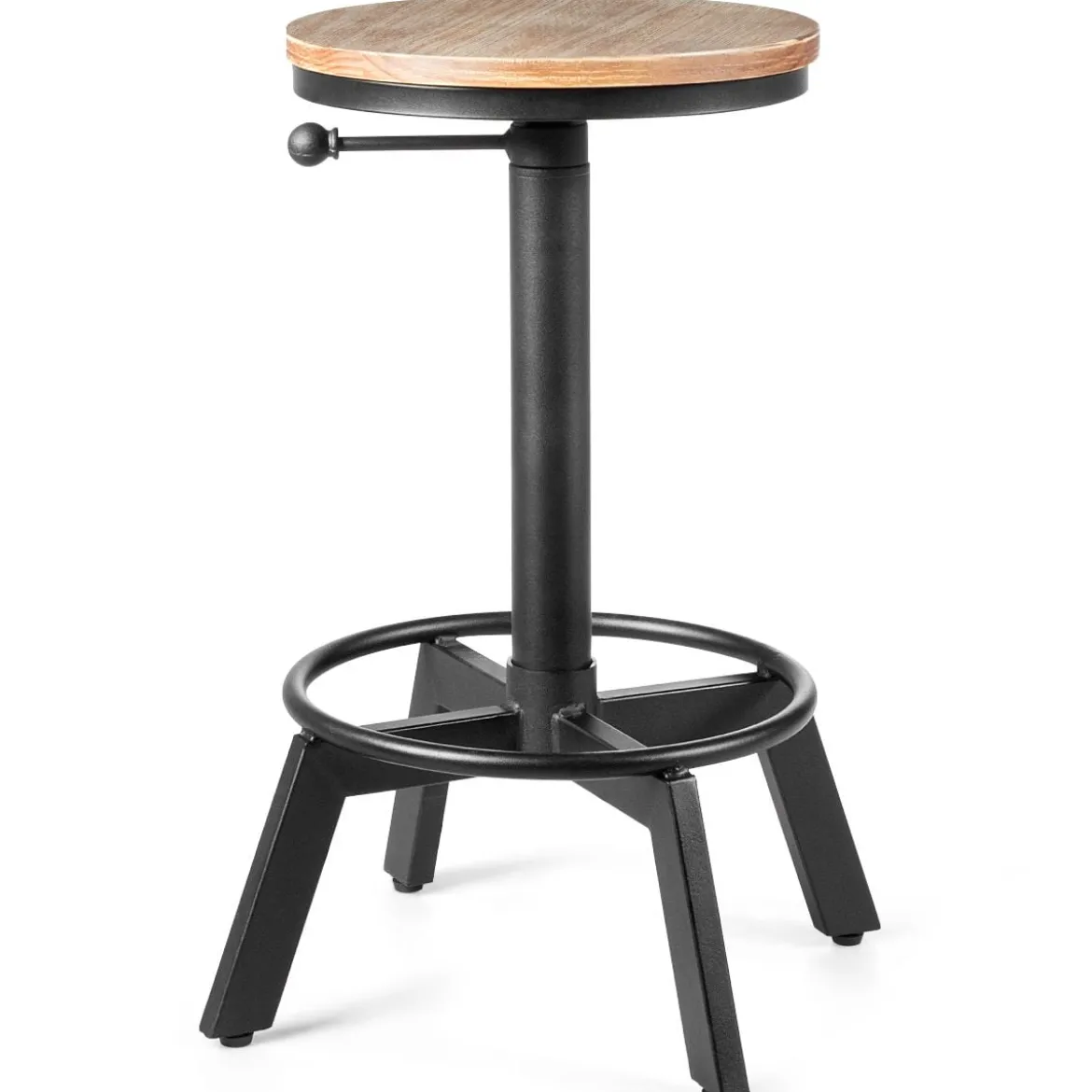 Barhocker höhenverstellbar Barstuhl aus Holz und Metall Tresenhocker mit Fußstütze Bistrohocker