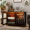 Barschrank mit LED-Beleuchtung & Fernbedienung Weinschrank mit verstellbaren Regalen Rustikal Braun
