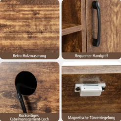 Barschrank mit Weinregalen und Ablageflächen Konsolentisch aus Holz mit Metallrahmen für Esszimmer 100 x 35 x 83 cm