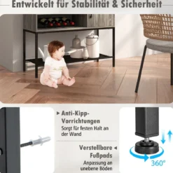 Barschrank mit Weinregalen und Ablageflächen Konsolentisch aus Holz mit Metallrahmen für Esszimmer 100 x 35 x 83 cm