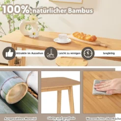 Bartisch aus Bambus mit stabiler Holzkonstruktion & leicht zu reinigender Oberfläche hoher Esstisch Natur