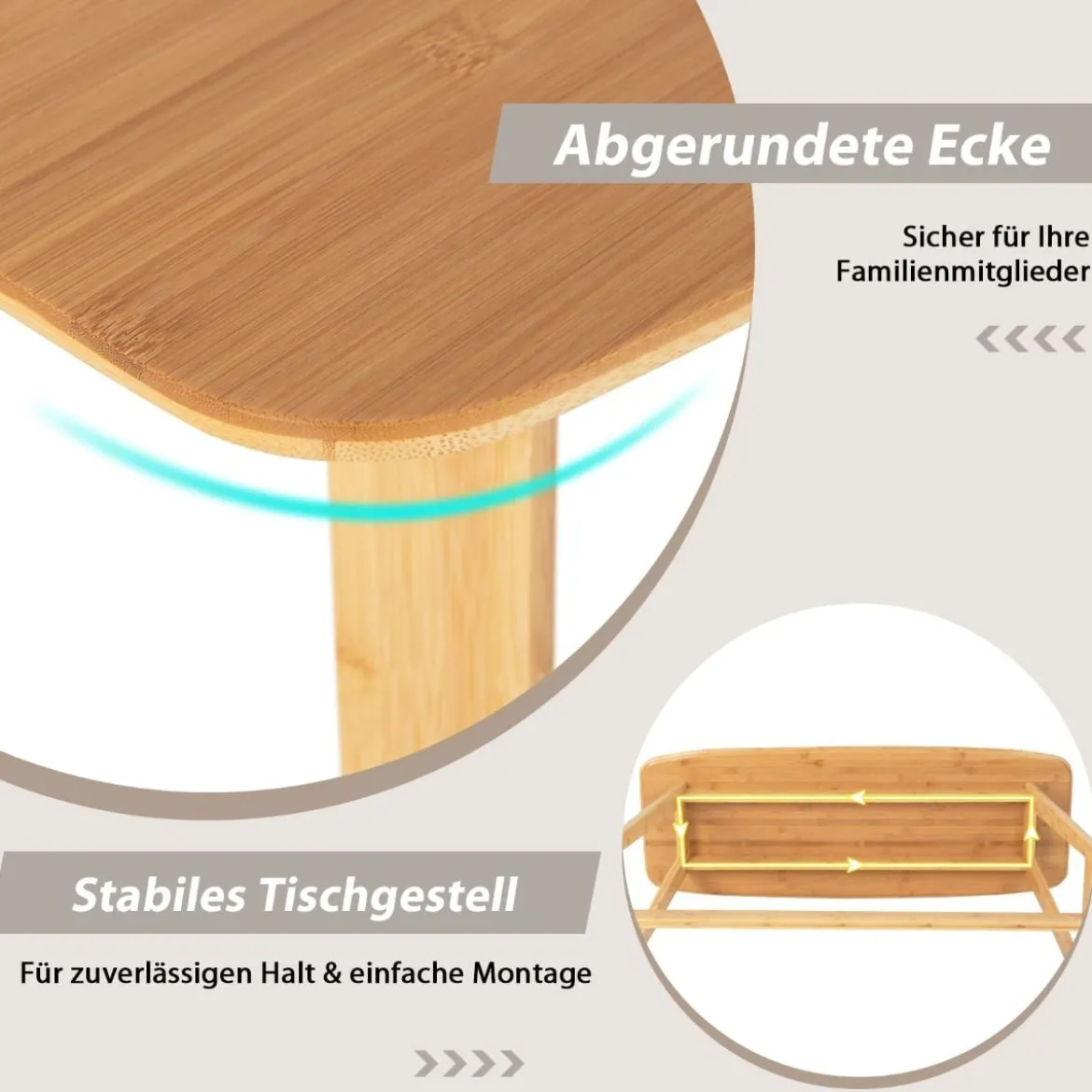 Bartisch aus Bambus mit stabiler Holzkonstruktion & leicht zu reinigender Oberfläche hoher Esstisch Natur