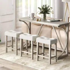 Bartisch mit Barhocker Set Bartisch Set mit 2 Steckdosen & 2 USB-Anschlüssen für 2-3 Personen