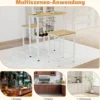 Bartisch mit Barhocker Set 2 Personen Bartisch Set mit Halterungen für Weingläser und Flaschen Natur