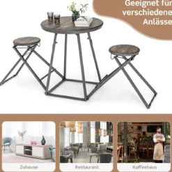 Bartisch mit Barhocker Set 2 Personen Bartisch Set klappbar 206,5 x 77,5 x 90 cm Rustikalbraun