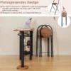 Bartisch mit 2 Klappbaren Barhockern & Regalen 2 Personen Küchentheke mit Regalen Braun