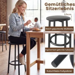 Bartisch Set 3-teilige Essgruppe in Edler Marmoroptik Stehtisch mit 2 Barhockern