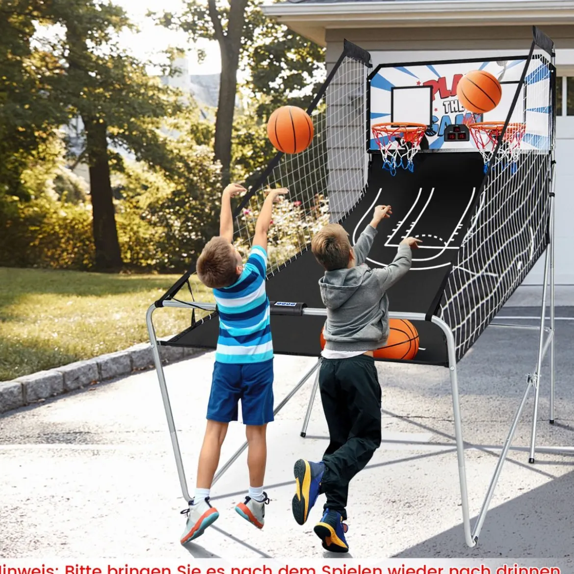 Basketballautomat Klappbares Basketball-Arcade-Spiel mit 2 Körben Weiß