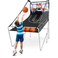 Basketballautomat Klappbares Basketball-Arcade-Spiel mit 2 Körben Weiß