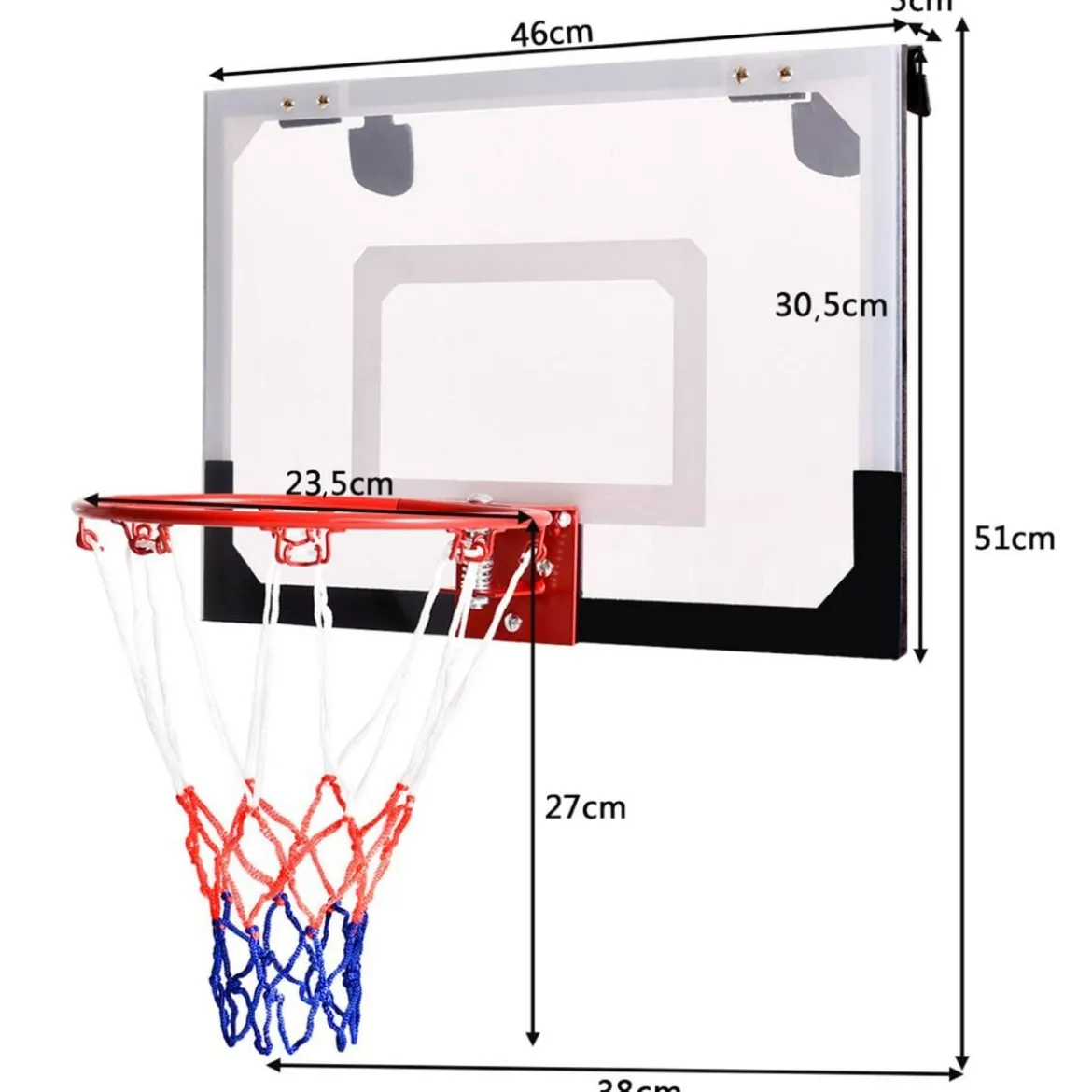 Basketballkorb Basketball-Set Kinder Backboard mit Ring und Netz 45 x 30 cm