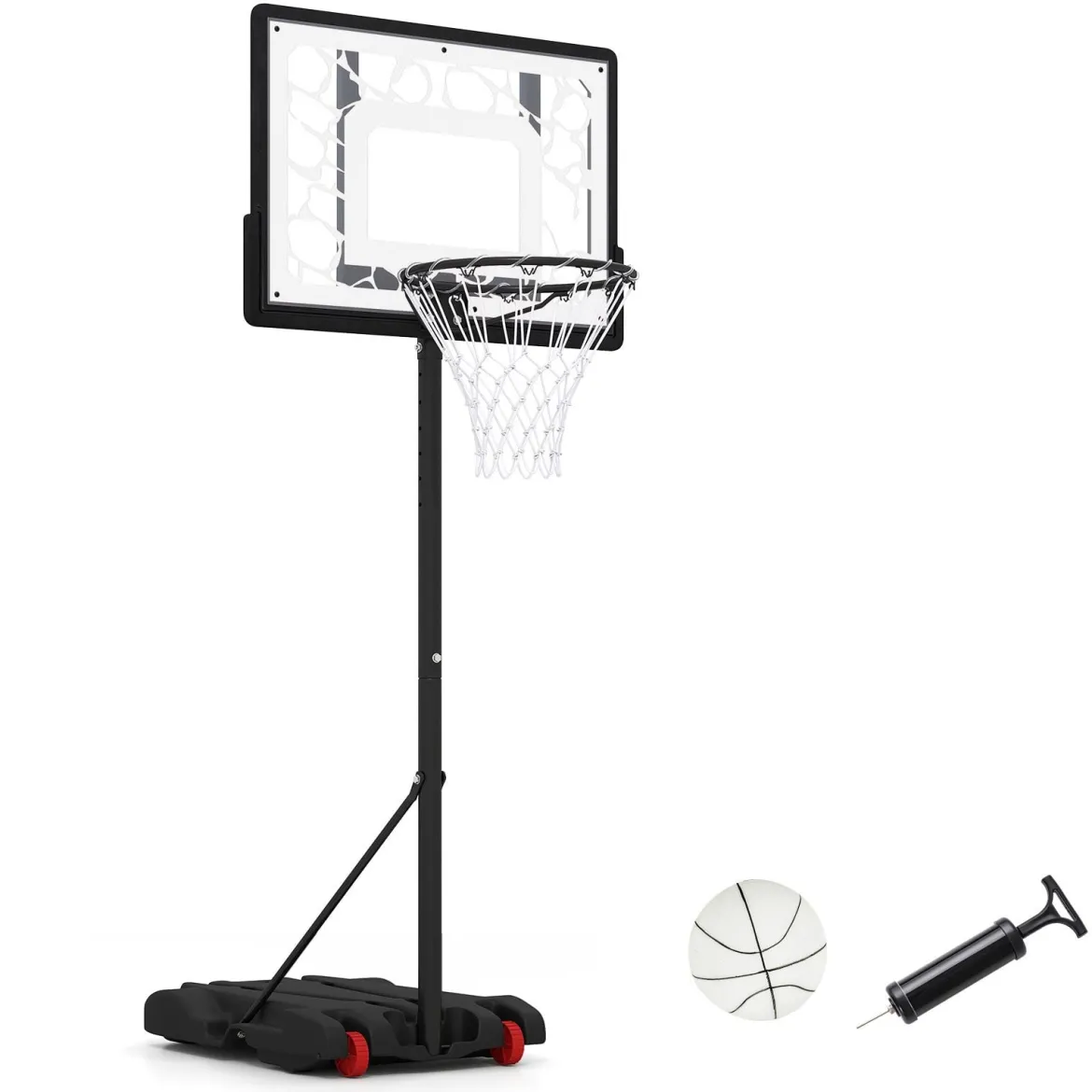 Basketballkorb 164–193cm Höhenverstellbar Basketballständer mit LED-Lichterkette Befüllbarem Standfuß