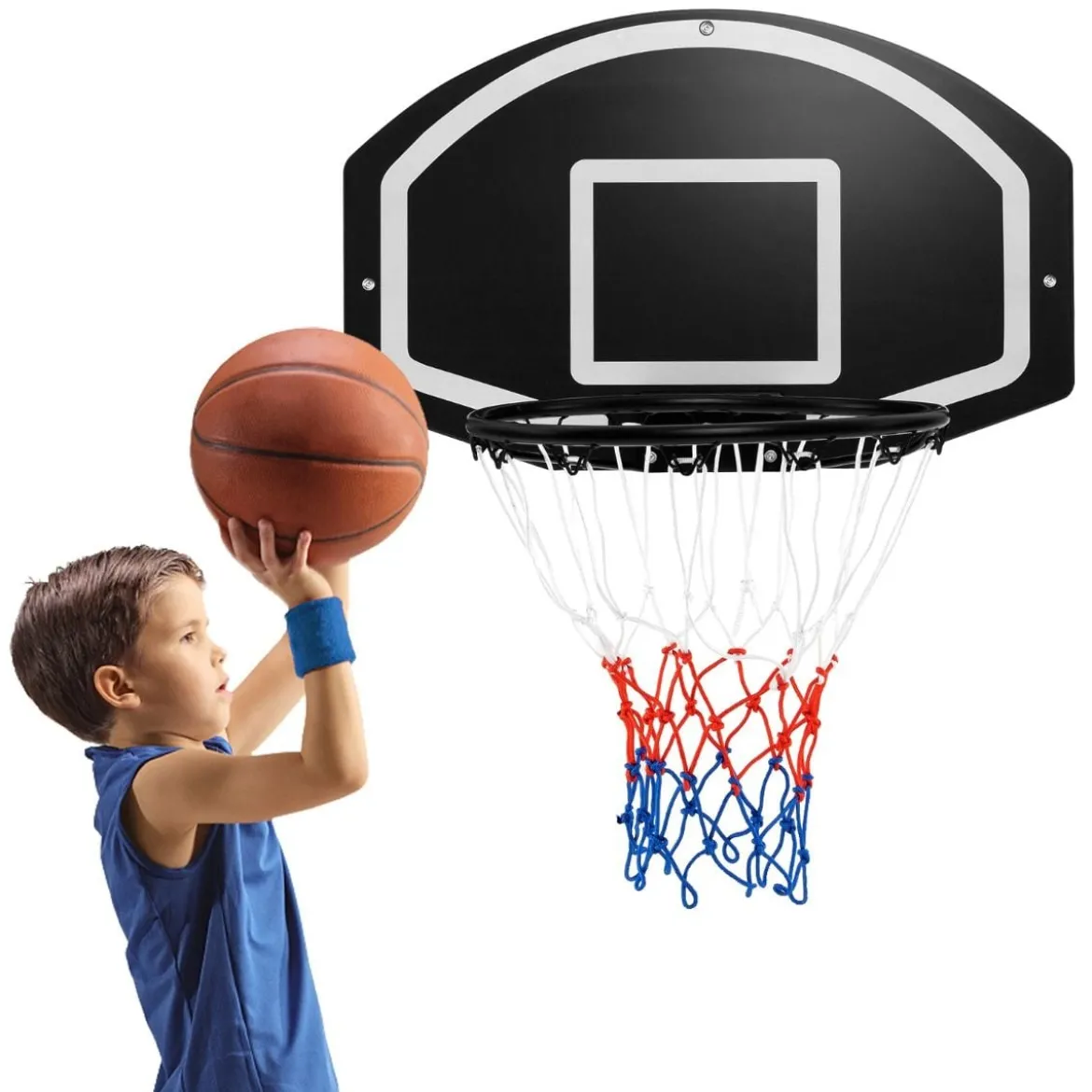 Basketballkorb Indoor Ø 40cm Mini Basketball Korb für Tür & Wandmontage Schwarz