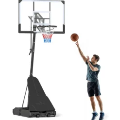 Basketballkorb mit Ständer 245–305 cm Höhenverstellbare Basketballanlage mit Ballrücklauf
