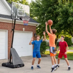 Basketballkorb mit Ständer 245–305 cm Höhenverstellbare Basketballanlage mit Ballrücklauf