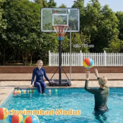 Basketballkorb mit Ständer & 2 Rädern & Gewichtssack Höhenverstellbarer Basketballständer Korbanlage