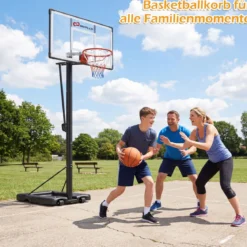 Basketballkorb mit Ständer & 2 Rädern & Gewichtssack Höhenverstellbarer Basketballständer Korbanlage