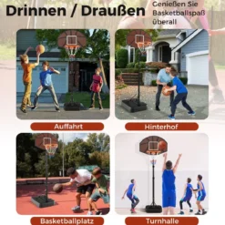 Basketballkorb Outdoor Basketballständer 172-200cm höhenverstellbar Basketballanlage Schwarz