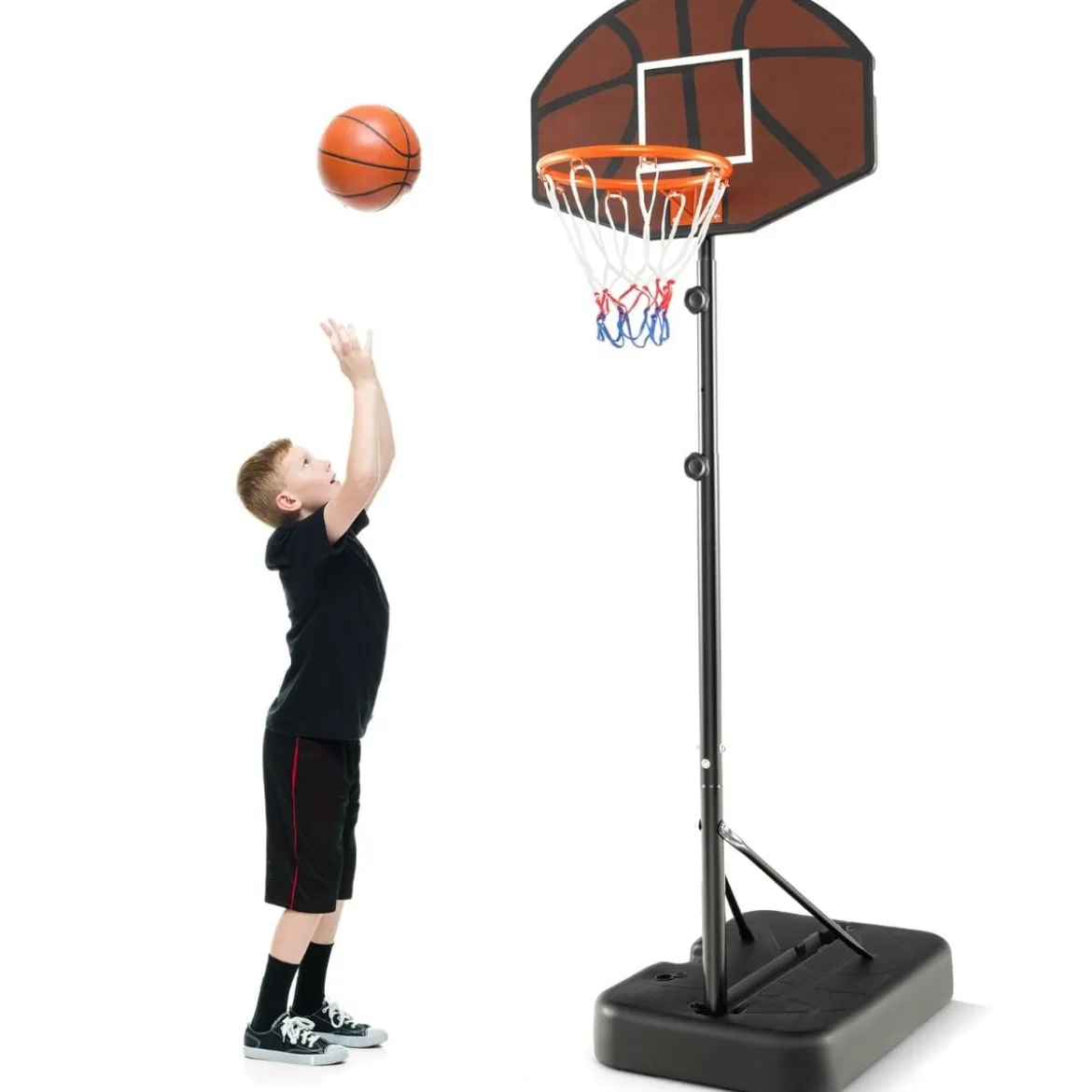 Basketballkorb Outdoor Basketballständer 172-200cm höhenverstellbar Basketballanlage Schwarz
