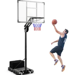 Basketballkorb Outdoor 135/143-305 cm Höhenverstellbarer Basketballständer mit 2 Rädern