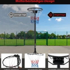 Basketballkorb Outdoor tragbarer Basketballständer 260-305cm höhenverstelbar Schwarz