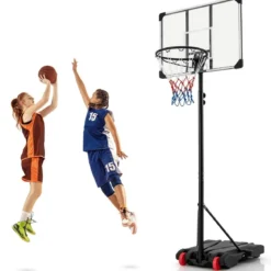 Basketballlkorb outdoor Basketballständer 176-206 cm höhenverstellbar mobile Korbanlage mit Rückwand Schwarz