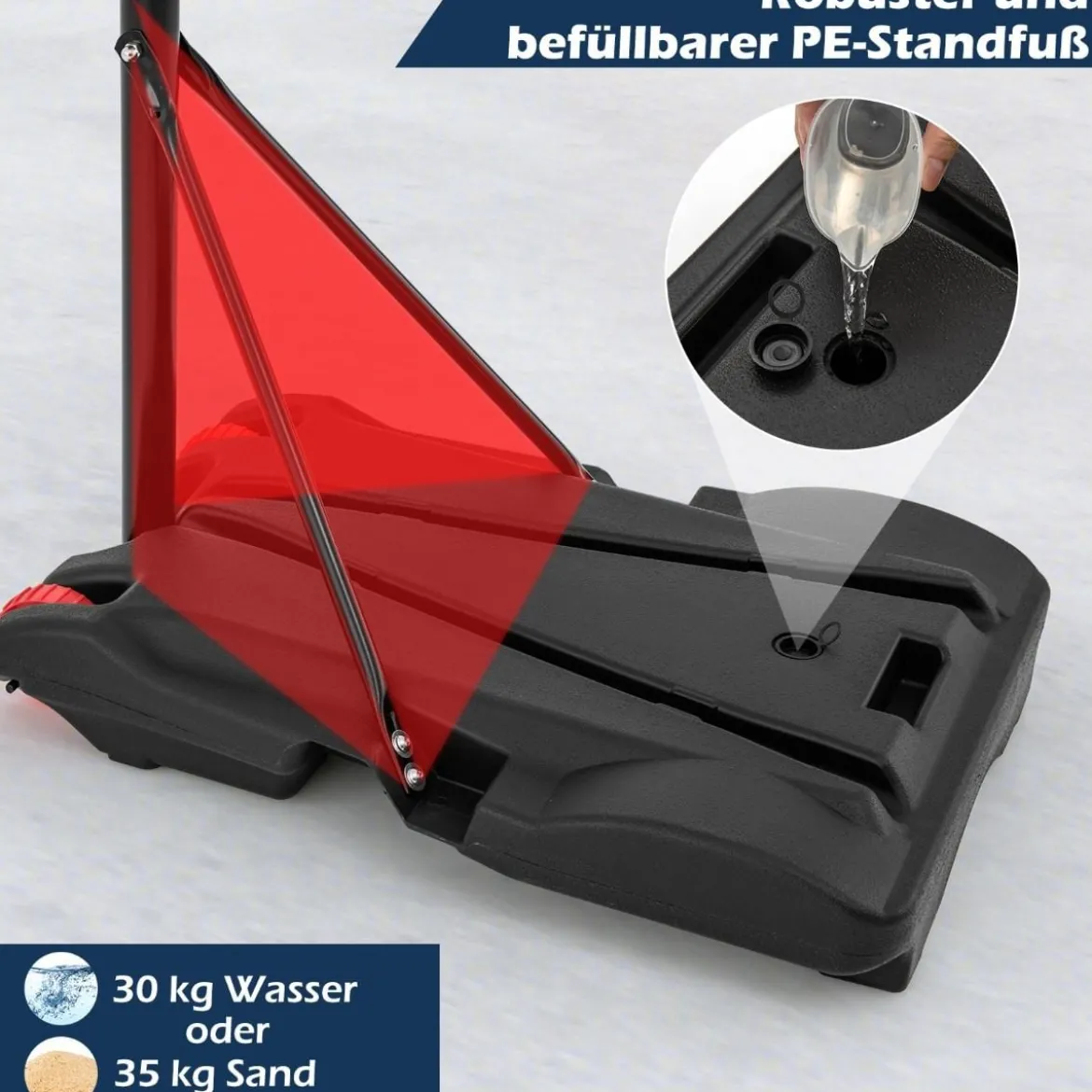 Basketballlkorb outdoor Basketballständer 176-206 cm höhenverstellbar mobile Korbanlage mit Rückwand Schwarz