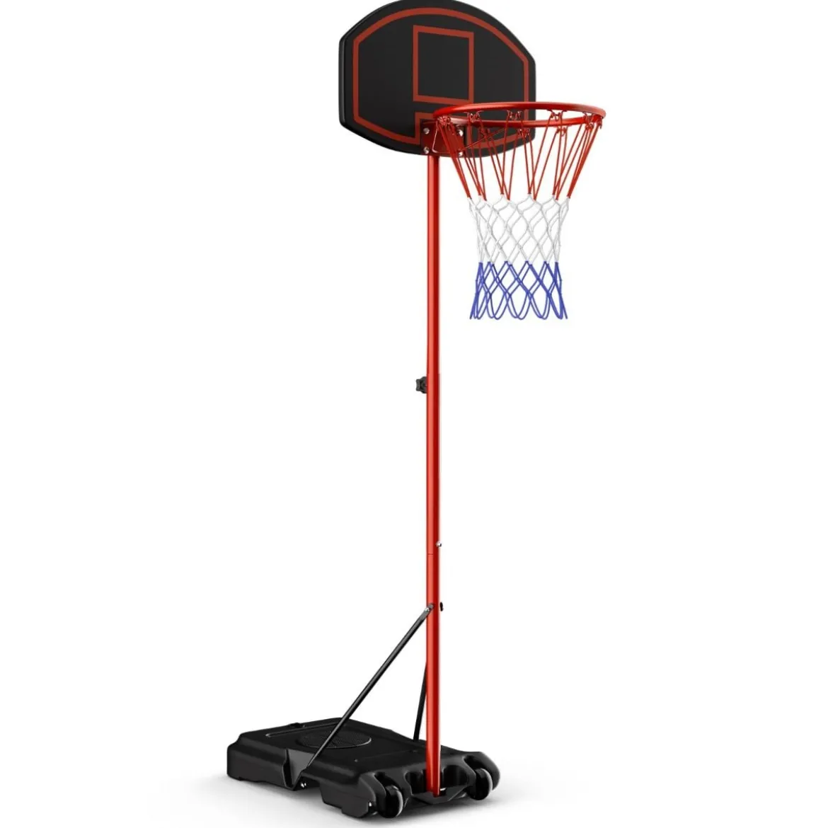 Basketballständer 158 - 218 cm höhenverstellbar Basketballkorb mit Ständer Schwarz + Rot