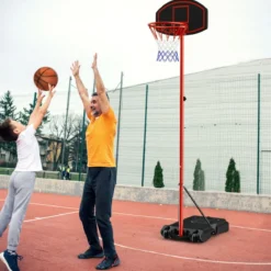 Basketballständer 158 - 218 cm höhenverstellbar Basketballkorb mit Ständer Schwarz + Rot