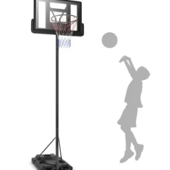 Basketballständer 180-305 cm Höhenverstellbar Basketballkorb mit Ständer & 2 Rädern Korbanlage für Kinder