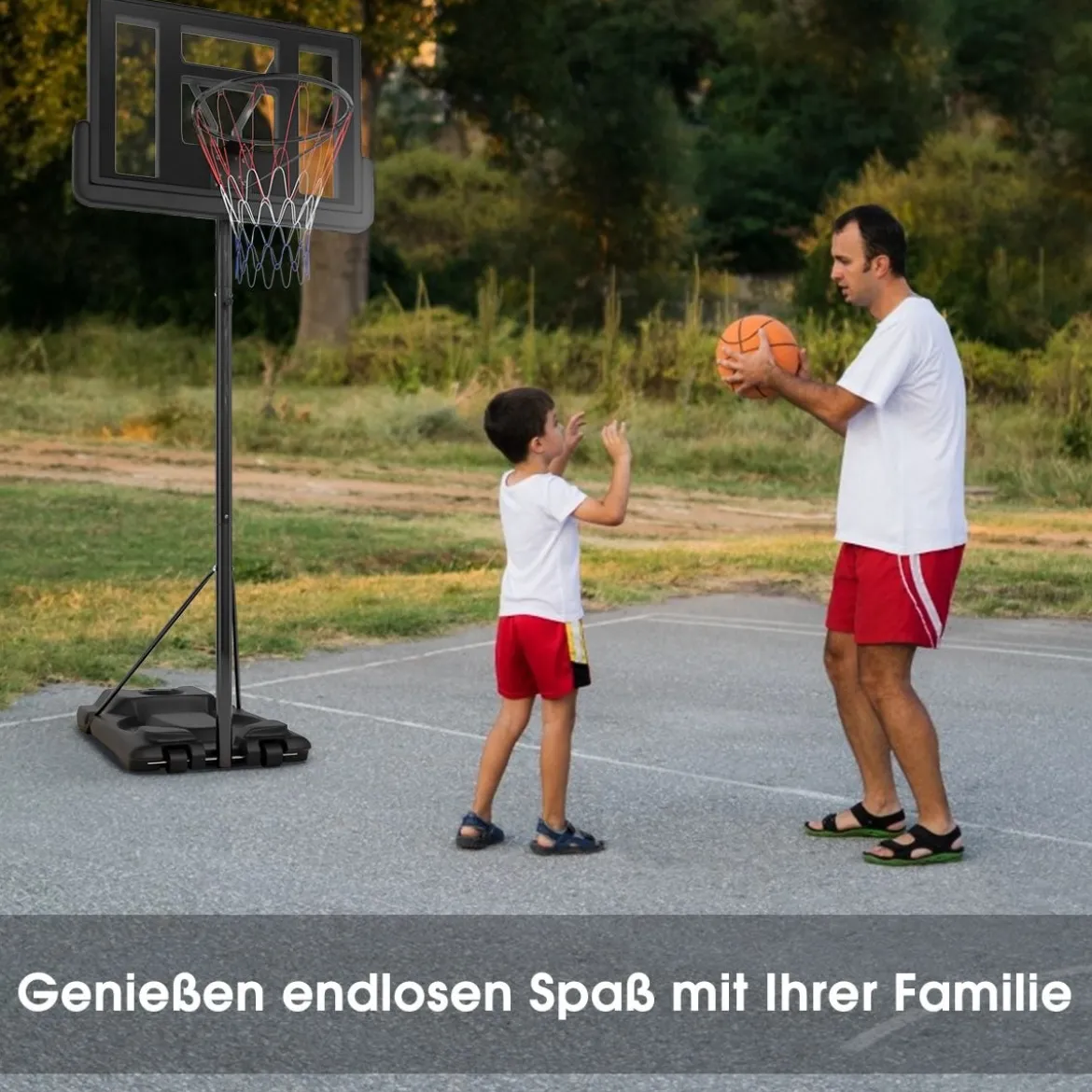 Basketballständer 180-305 cm Höhenverstellbar Basketballkorb mit Ständer & 2 Rädern Korbanlage für Kinder