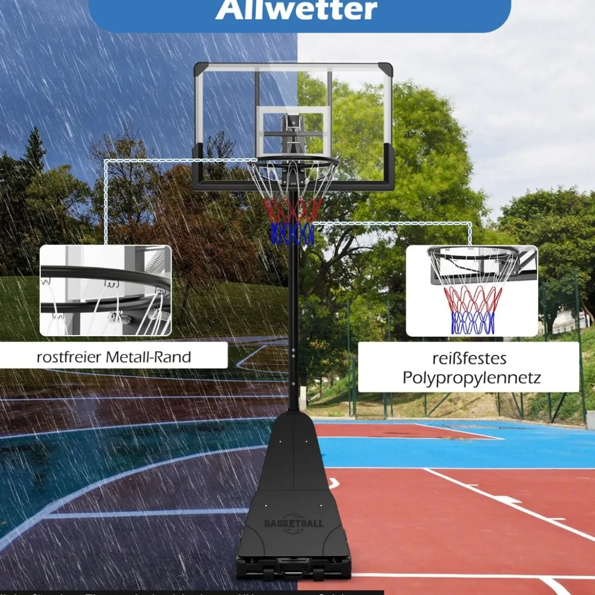 Basketballständer 150-305 cm höhenverstellbar Basketballkorb Outdoor mit Ständer