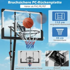 Basketballständer 150-305 cm höhenverstellbar Basketballkorb Outdoor mit Ständer