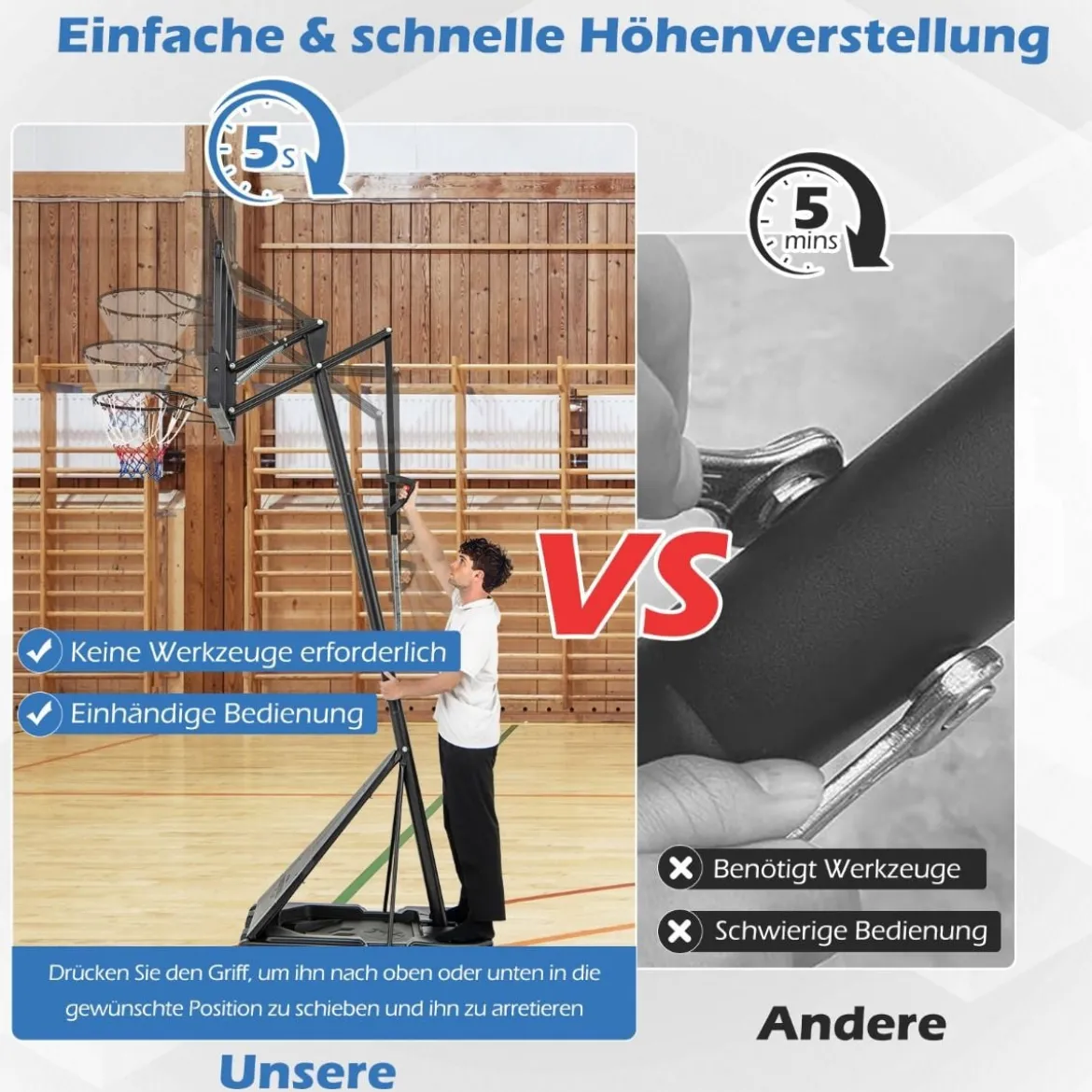 Basketballständer 150-305 cm höhenverstellbar Basketballkorb Outdoor mit Ständer