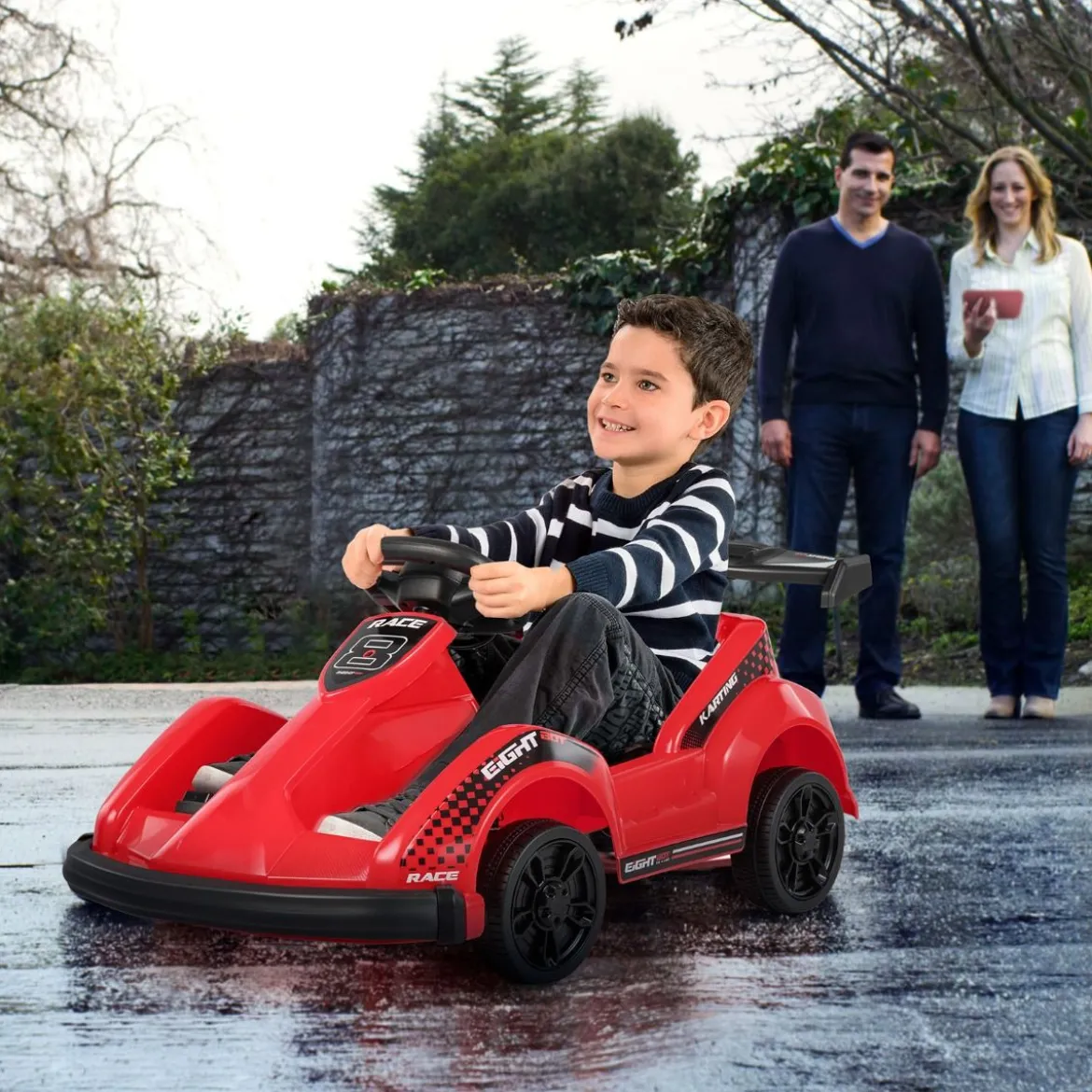 Batteriebetriebenes Go-Kart Kinderfahrzeug mit Fernsteuerung 85 x 53 x 40 cm Rot