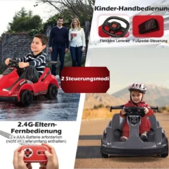 Batteriebetriebenes Go-Kart Kinderfahrzeug mit Fernsteuerung 85 x 53 x 40 cm Rot
